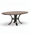 Oval dining table with wooden top and metal base 60 x 36 x 30 inches
