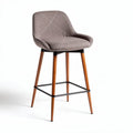 Bar stool with upholstered seat and wooden legs in brown 45 x 45 x 100cm