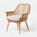 Rattan accent chair with cushioned seat and wooden frame 70 x 70 x 90cm