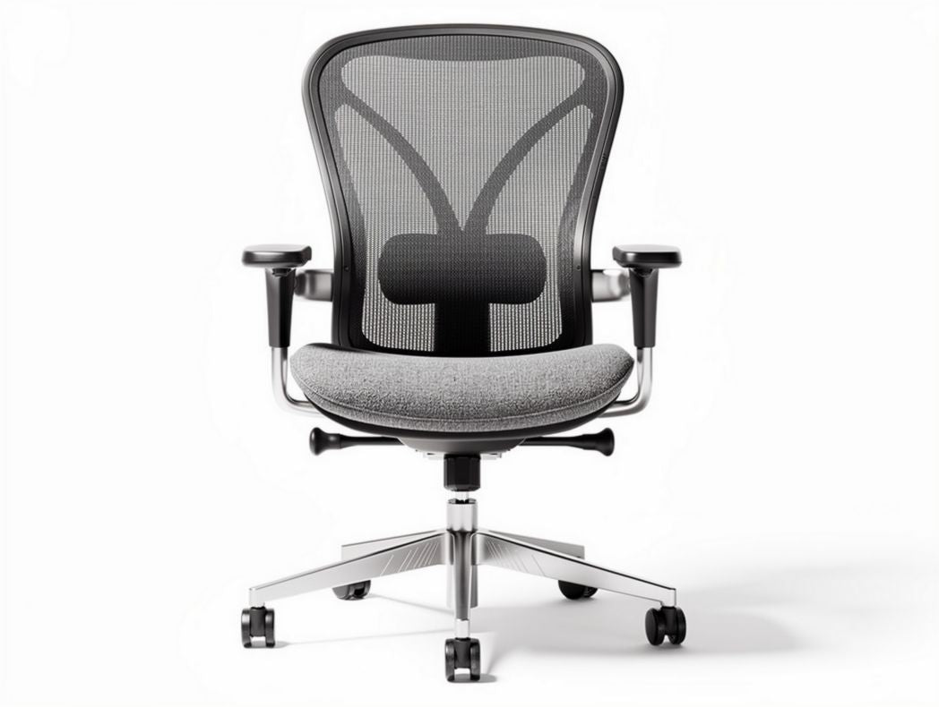 Mesh office chair with adjustable armrests and lumbar support gray 60 x 60 x 100cm