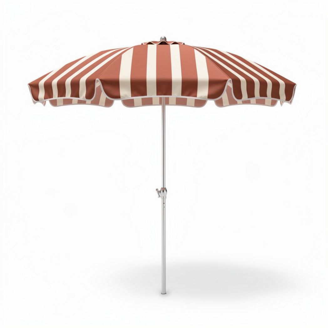 Striped beach umbrella with aluminum pole and UV protection 200cm