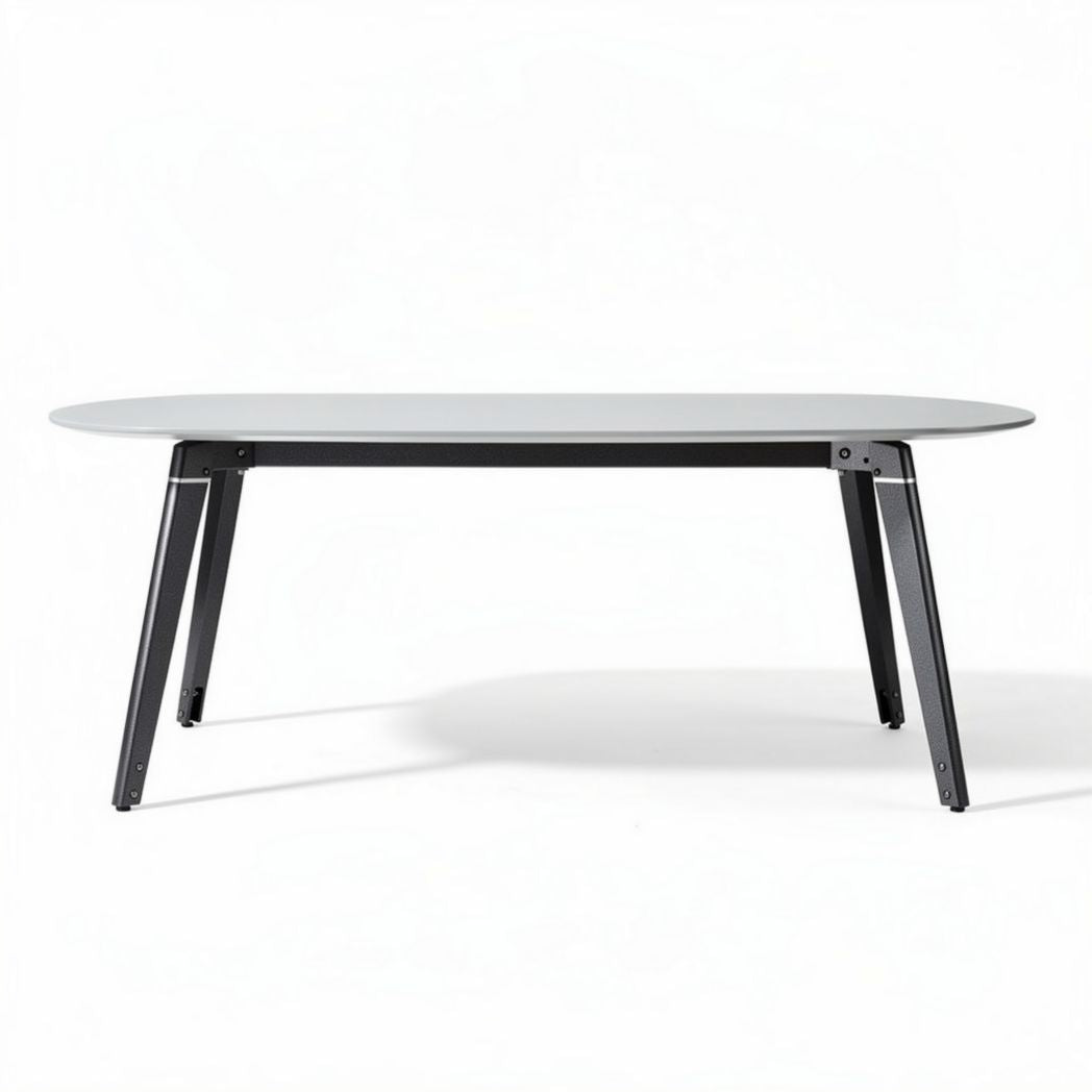 Oval dining table in white with metal legs 160 x 80 x 75cm