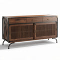 Wooden sideboard with sliding doors and metal frame 150 x 45 x 75cm