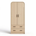 Wooden wardrobe with two doors and two drawers in natural finish 60 x 40 x 180cm