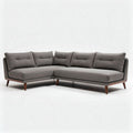 Gray fabric sectional sofa with walnut legs 250 x 200 x 85cm