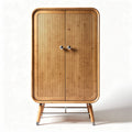 Bamboo storage cabinet with two doors and metal legs 80 x 40 x 120cm