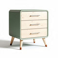 Wooden nightstand with three drawers in green and natural finish 50 x 40 x 50cm